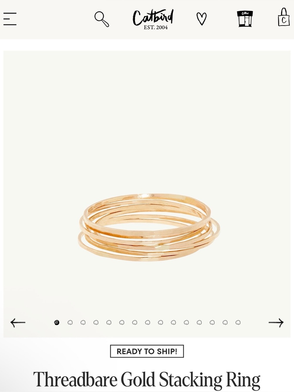 Catbird Thin Gold Stacking Rings
